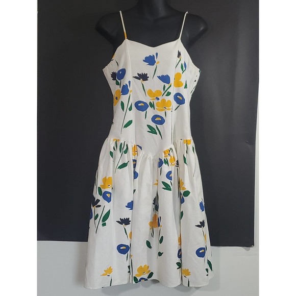 Vintage Elvira Vali Spaghetti Strap Textured Sz 16 Cottage Core Floral Sundress - Picture 1 of 12
